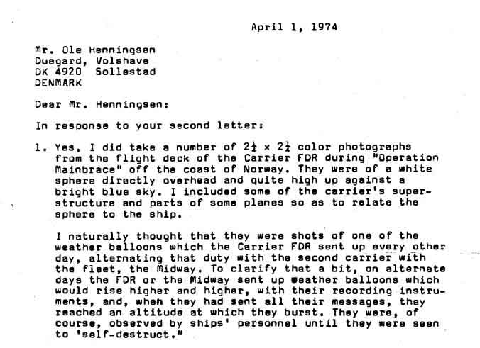 Letter from Litwin which Confirmed UFO Photo Were Real